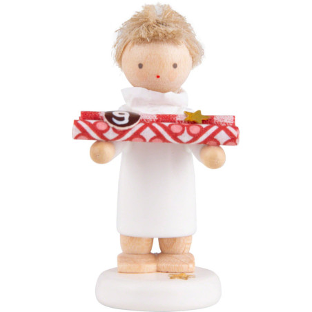 Flax Haired Angel with Present Paper (9) - 5 cm / 2 inch