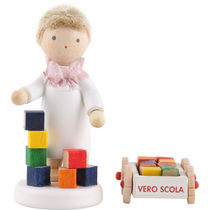 Flax Haired Angel with Blumenauer Building Set - 5 cm / 2 inch