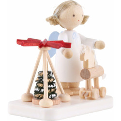 Flax Haired Angel with Pyramid and Thuringian Horse - 5 cm / 2 inch