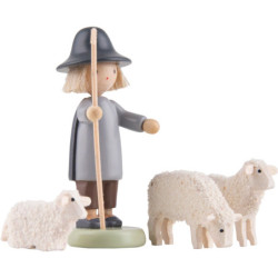 Shepherd with Three Sheep- 5 cm / 2 inch