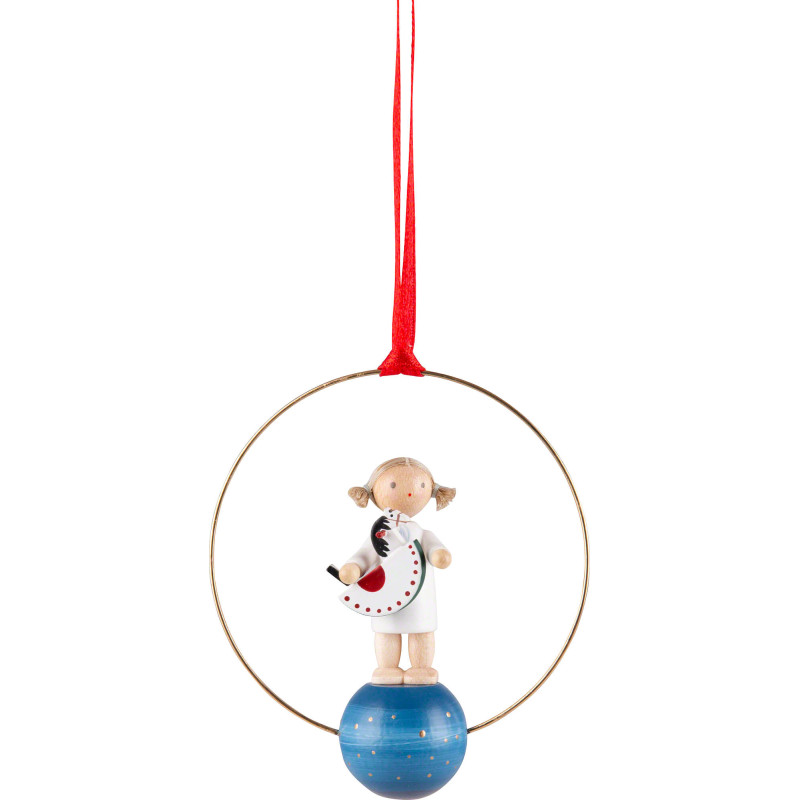 Tree Ornament - Angel with Rocking Horse - 7 cm / 2.8 inch