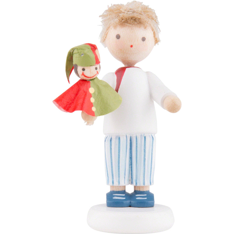 Flax Haired Children Boy with Punch Red/Green - 5 cm / 2 inch