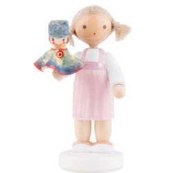 Flachshaarkinder Mädchen mit Kasperle, bunt - 5 cm