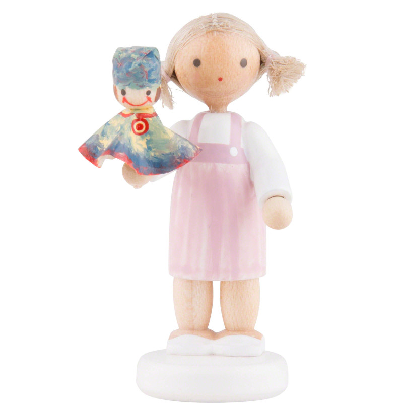 Flachshaarkinder Mädchen mit Kasperle, bunt - 5 cm
