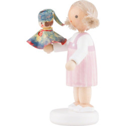 Flachshaarkinder Mädchen mit Kasperle, bunt - 5 cm