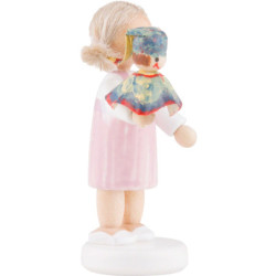 Flachshaarkinder Mädchen mit Kasperle, bunt - 5 cm