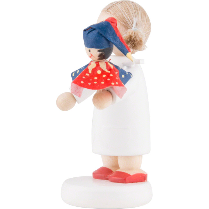 Flax Haired Children Girl with Punch Red/Blue - 5 cm / 2 inch