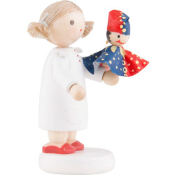 Flachshaarkinder Mädchen mit Kasperle rot/blau - 5 cm