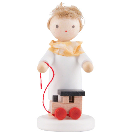 Flax Haired Angel with Toy Locomotive - 5 cm / 2 inch