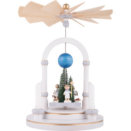 1-stöckige Pyramide "Zimtzuckersüß", weiß/grau - 35 cm