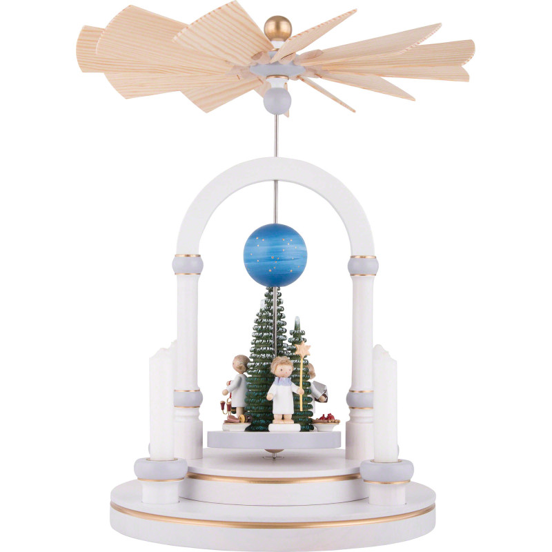 1-stöckige Pyramide "Zimtzuckersüß", weiß/grau - 35 cm
