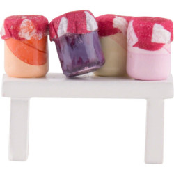 Flachshaarkinder Bänkchen mit Marmelade - 4 cm