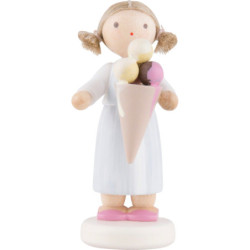 Flax Haired Children Big Girl with Icecream - 5 cm / 2 inch