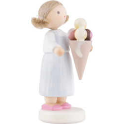 Flax Haired Children Big Girl with Icecream - 5 cm / 2 inch