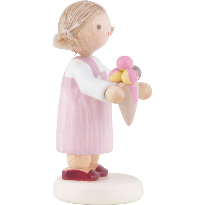 Flax Haired Children Little Girl with Icecream - 5 cm / 2 inch