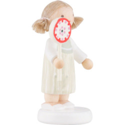 Flax Haired Children Girl with Lollipop - 5 cm / 2 inch