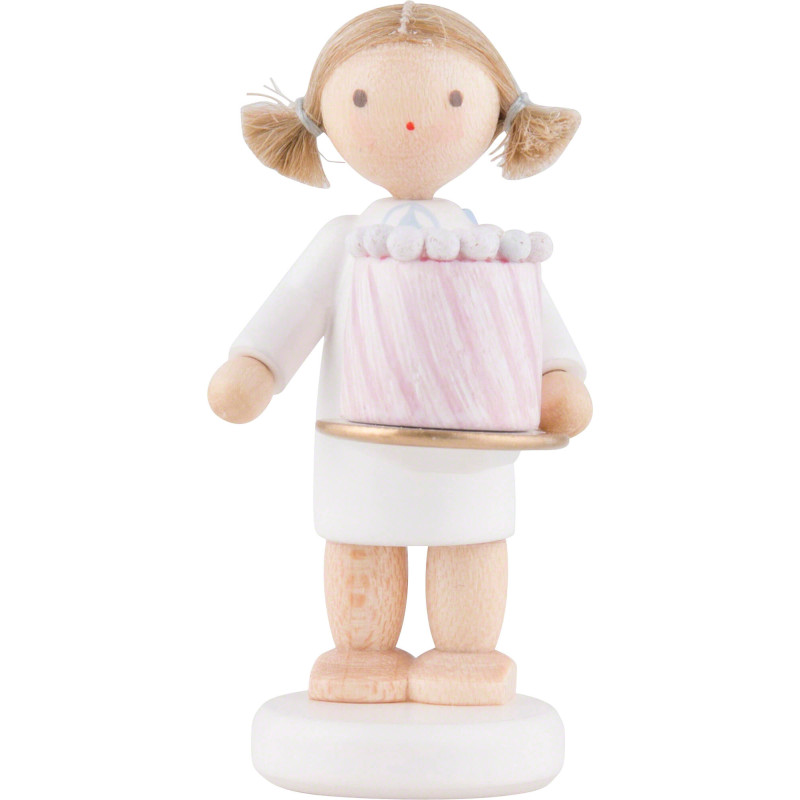 Flax Haired Angel with Feast Cake - 5 cm / 2 inch