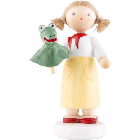 Flachshaarkinder Mädchen mit Krokodil - 5 cm
