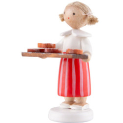 Flax Haired Children Girl with Pretzels - 5 cm / 2 inch