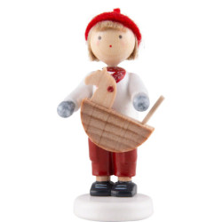 Flachshaarkinder Junge mit Schaukelpferd - 5 cm