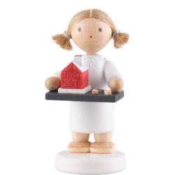 Flax Haired Angel with Smoking House - 5 cm / 2 inch