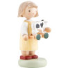 Flax Haired Children Girl with Toy Calf - 5 cm / 2 inch