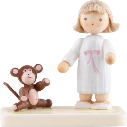 Flachshaarkinder Mädchen mit Äffchen - 5 cm