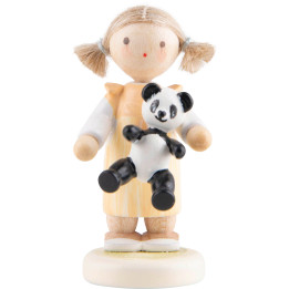 Flachshaarkinder Mädchen mit Panda - 5 cm