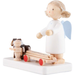 Flax Haired Angel with Horses and Cart - 5 cm / 2 inch