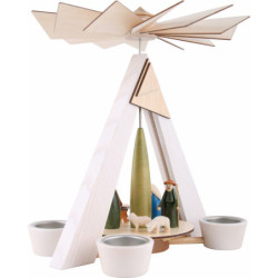 1-stöckige Pyramide mit Christi Geburt, weiß - 29 cm
