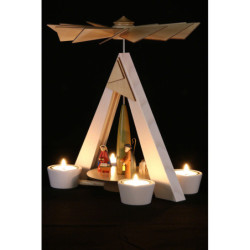 1-stöckige Pyramide mit Christi Geburt, weiß - 29 cm