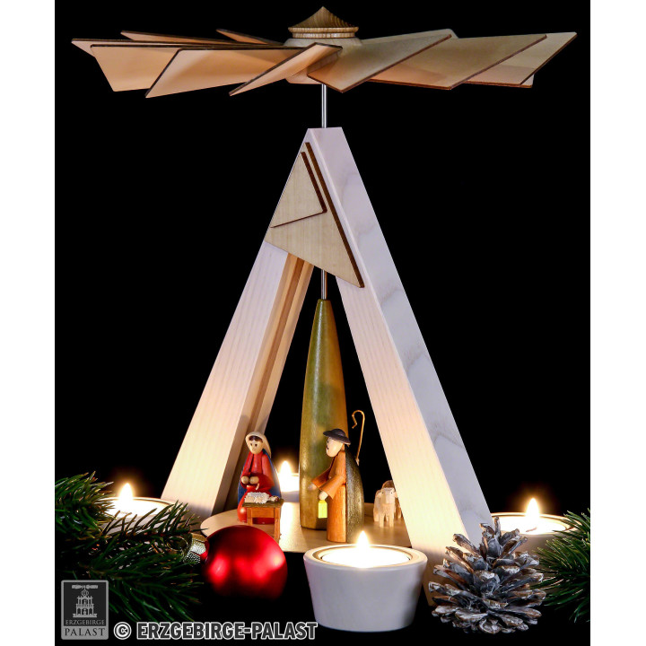 1-Tier Pyramid - Nativity, White - 29 cm / 11.4 inch