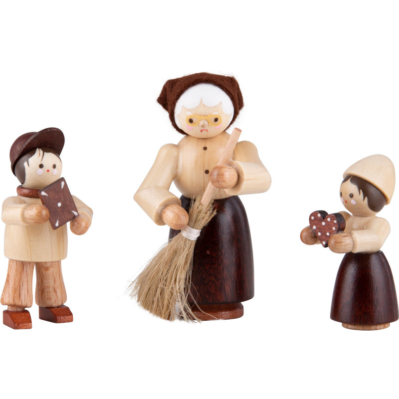 Thiel-Figuren Hänsel Gretel Hexe - 3-teilig - natur - 6 cm