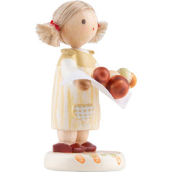 Flachshaarkinder Kleines Mädchen mit Steinpilzen - Edition Flade & Friends - 4,5 cm