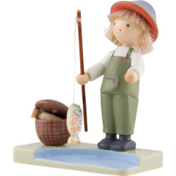 Flachshaarkinder Junge mit Regenbogenforellen - Edition Flade & Friends - 5 cm