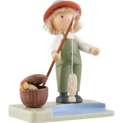 Flachshaarkinder Junge mit Regenbogenforellen - Edition Flade & Friends - 5 cm