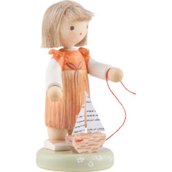 Flax Haired Children Girl with Sailboat - Edition Flade & Friends - 5 cm / 2 inch