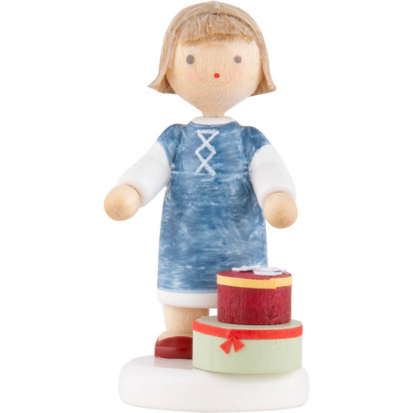 Flax Haired Children Girl with Chip Boxes - Edition Flade & Friends - 4,5 cm / 1.8 inch