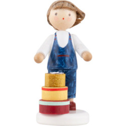 Flachshaarkinder Junge mit Spanschachteln - Edition Flade & Friends - 5 cm