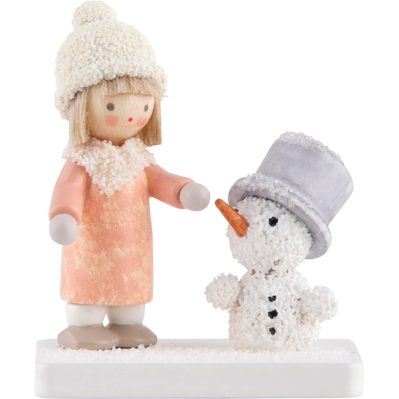 Flachshaarkinder Mädchen mit Schneemann - 5,1 cm