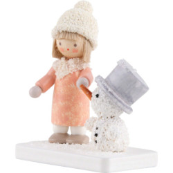Flachshaarkinder Mädchen mit Schneemann - 5,1 cm