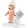 Flax Haired Children Girl with Snowman - 5,1 cm / 2 inch