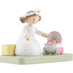 Flachshaarkinder Mädchen mit Puppenwagen - Edition Flade & Friends - 4,1 cm