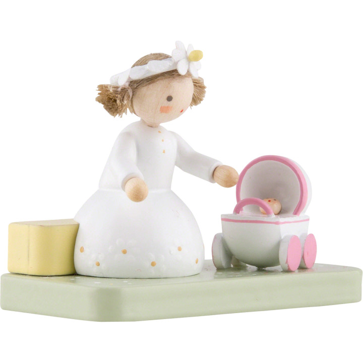 Flachshaarkinder Mädchen mit Puppenwagen - Edition Flade & Friends - 4,1 cm