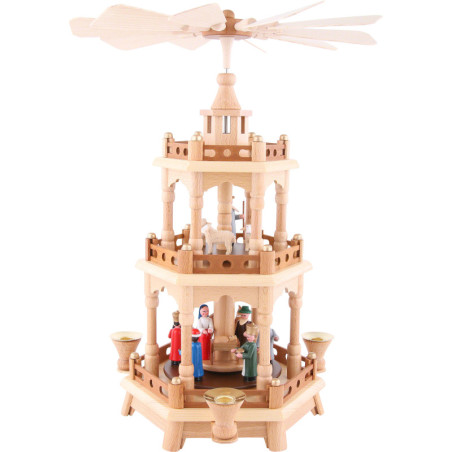 3-Tier Pyramid - Nativity, Colored Figures - 42 cm / 16.5 inch