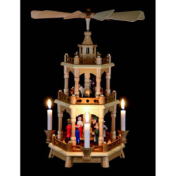 3-stöckige Pyramide Christi Geburt, bunt - 42 cm