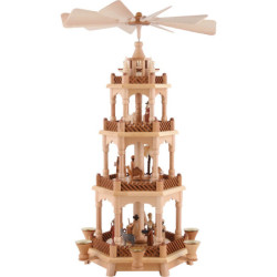 4-stöckige Pyramide Christi Geburt, natur - 58 cm