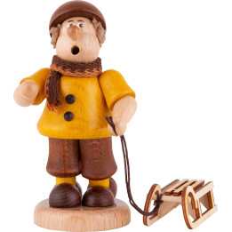 Räuchermännchen Schlittenfahrer farbig - 14 cm