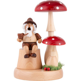 Räuchermännchen Wichtel unter Fliegenpilz - 16 cm