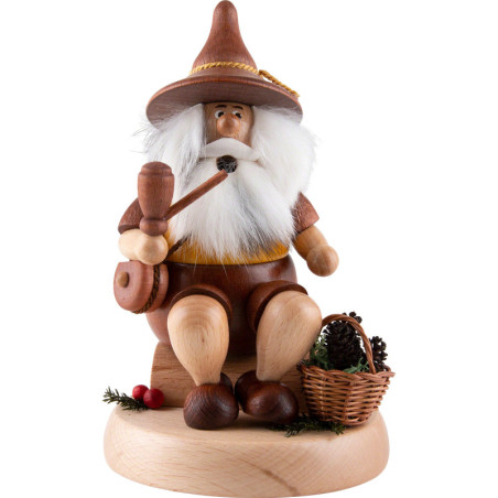 Räuchermännchen Wichtel mit Zapfenkorb - 16 cm